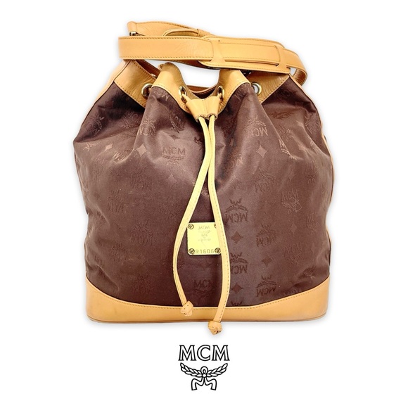 MCM Handbags - Large MCM Nylon Leather Drawstring Bucket Bag! 👀